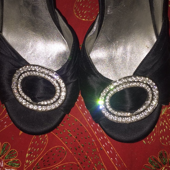 Crystal Studded Black Heels - Picture 2 of 3